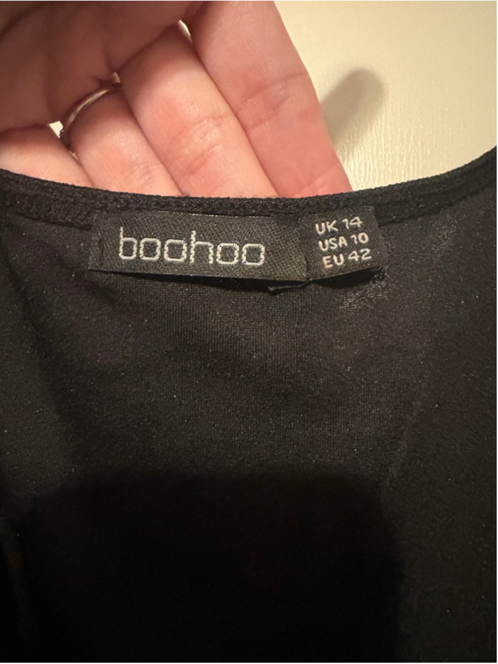 Women's Boohoo Black Long Sleeve Bodysuit with Zipper Front, Size 10 - Picture 7 of 8